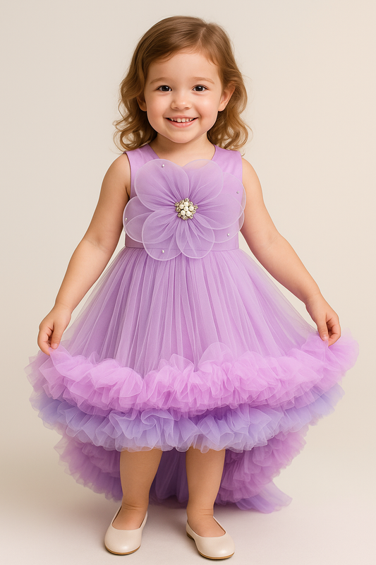 Tail Cut Dual Colour Frock 439 Purple