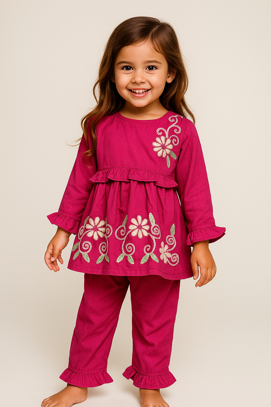 Cotton Embroidery Cord Set 1018 Pink