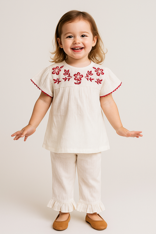 Cotton Embroidery Cord Set 1019 White