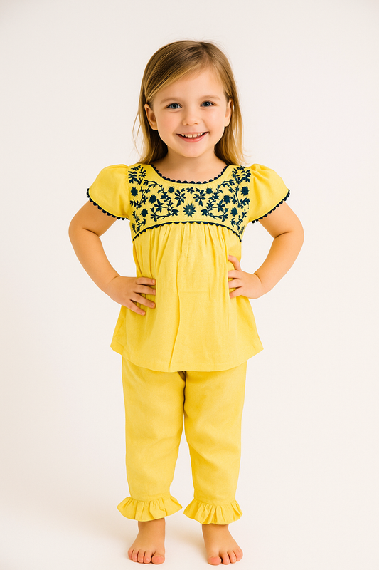 Cotton Embroidery Cord Set 1023 Yellow