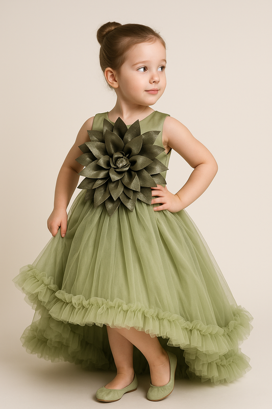 Tail cut With Bow frock 1001 Green
