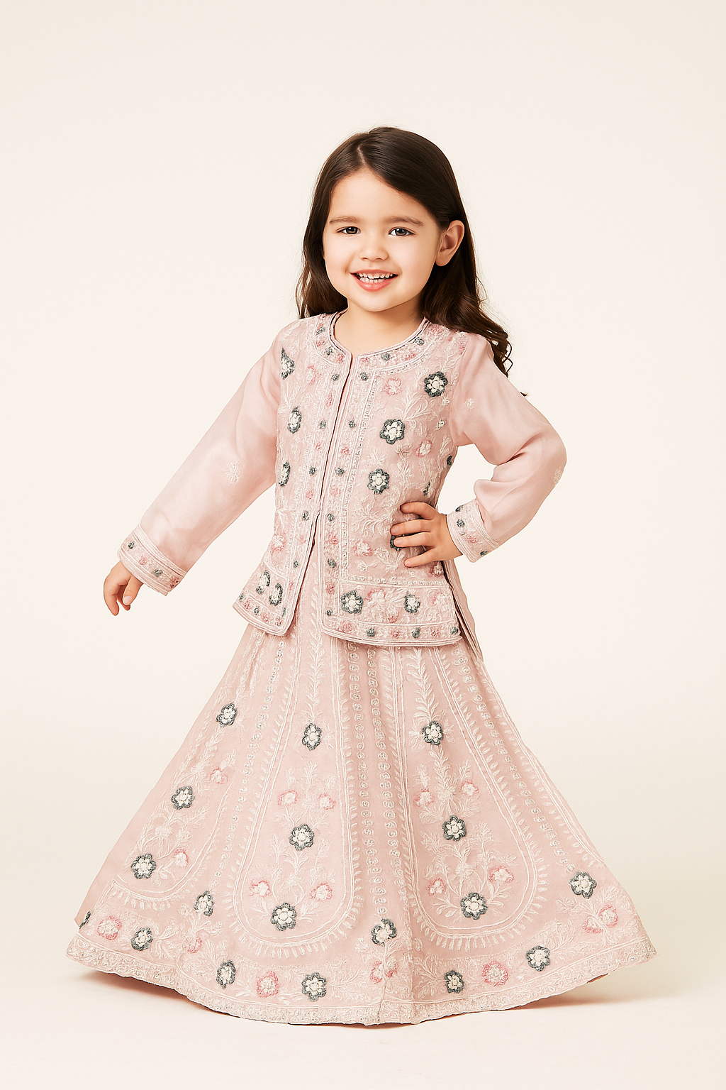 Georgette Bids Work Lehenga Set With Dupatta 4540 Pink