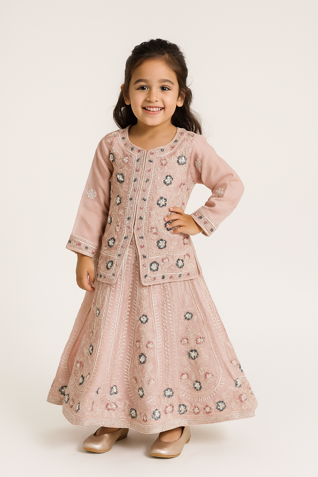 Georgette Bids Work Lehenga Set With Dupatta 4540 Pink