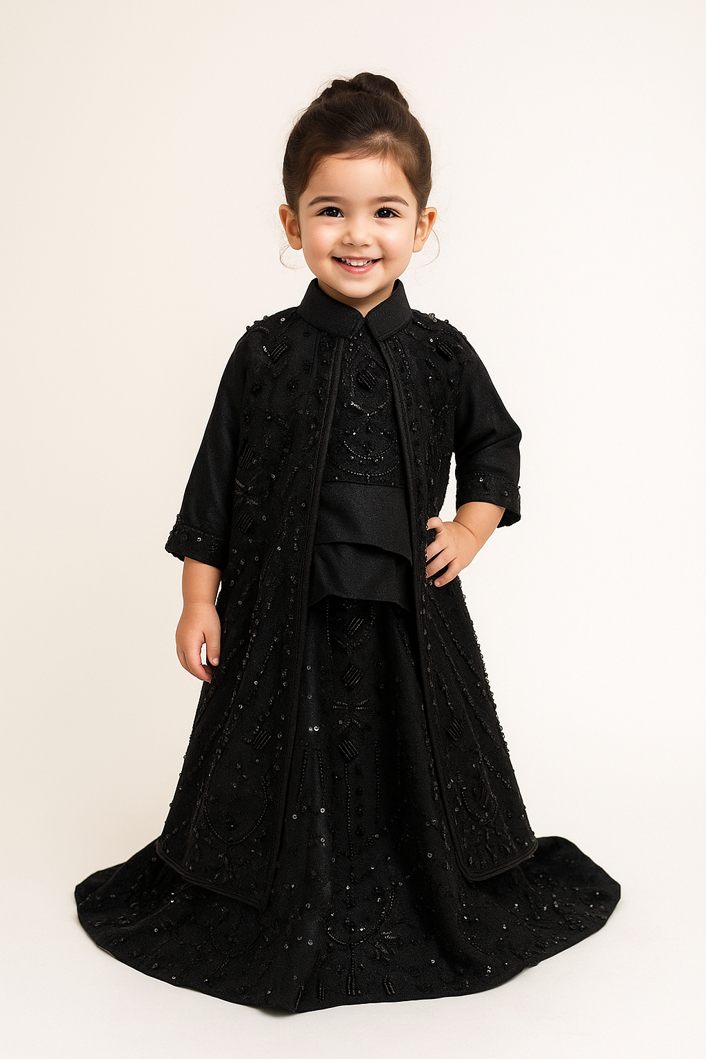 Georgette Bids Work Jacket Lehenga Set With Dupatta 4720 Black