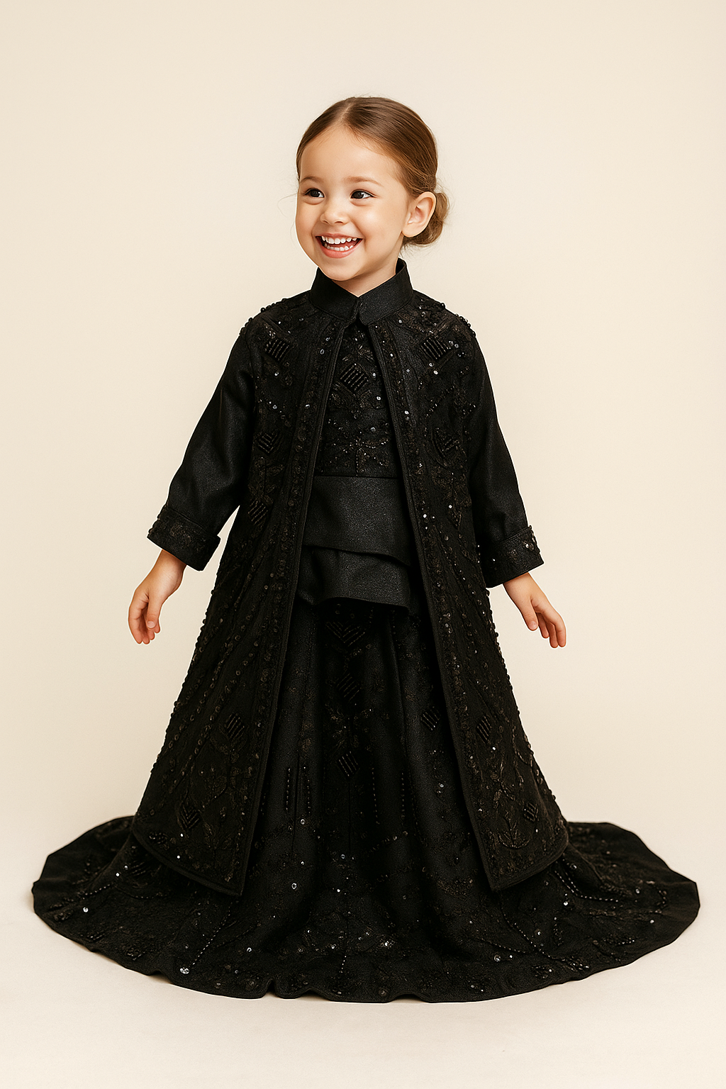 Georgette Bids Work Jacket Lehenga Set With Dupatta 4720 Black