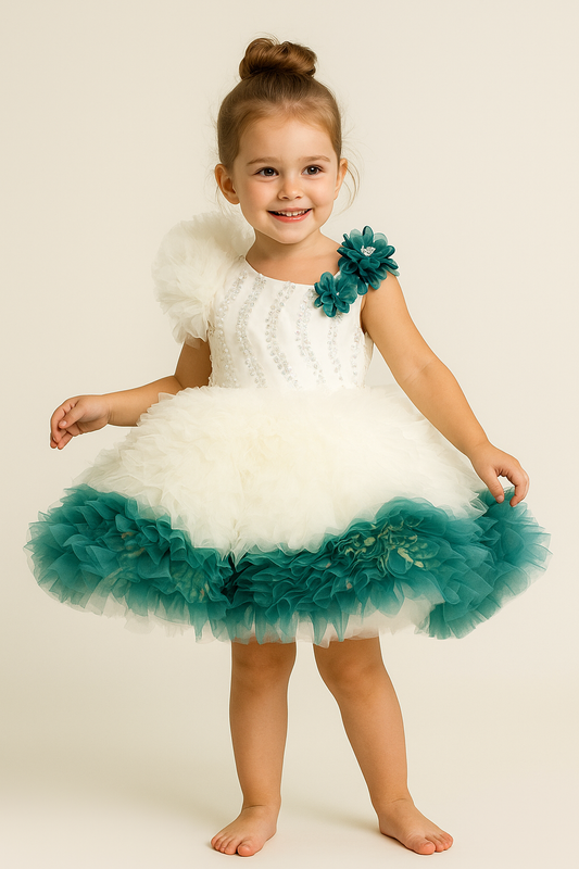 Floral Tulle Party Frock 2512 White