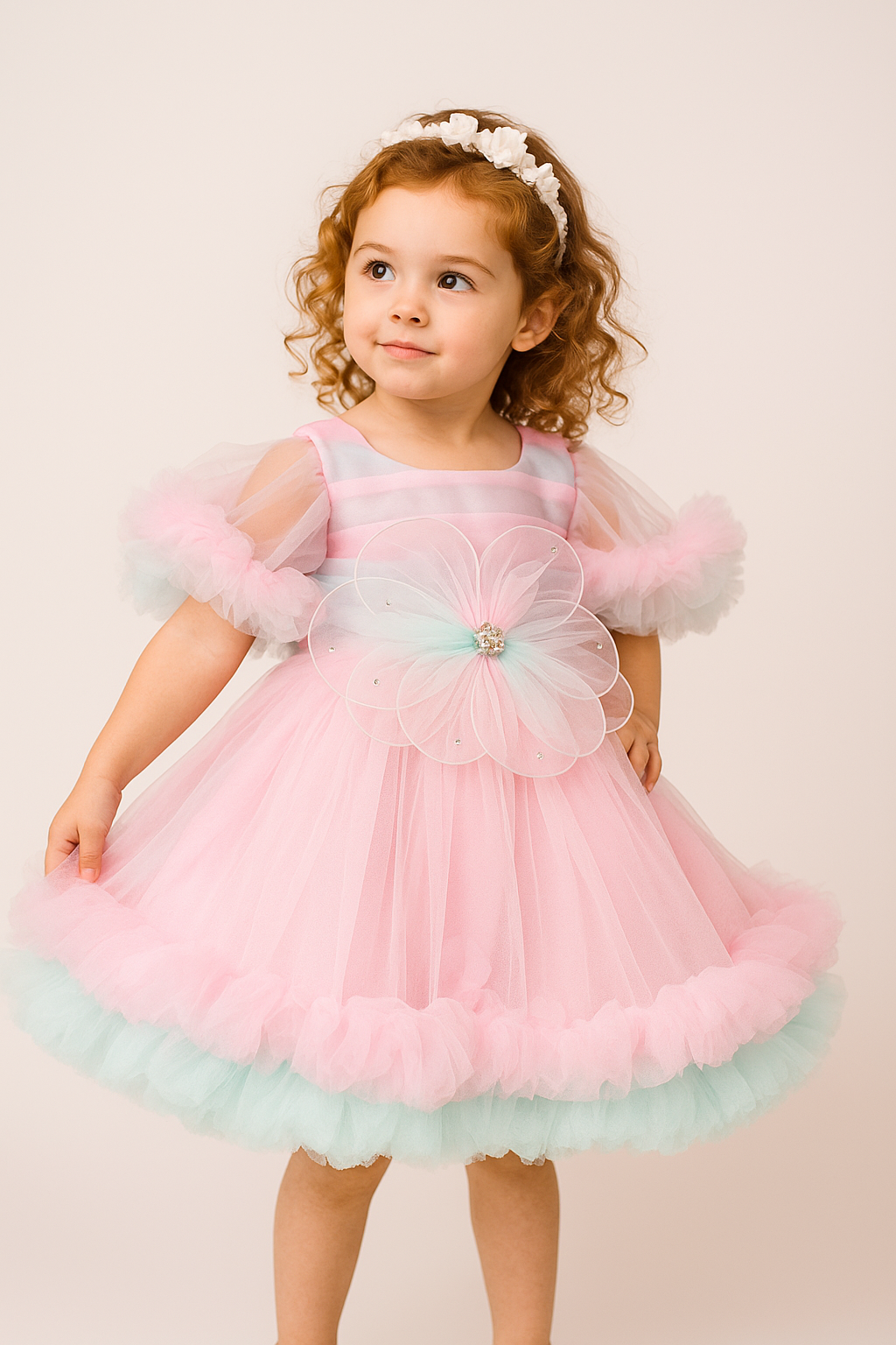Blush Pink Ruffled Party Frock 440 Pink