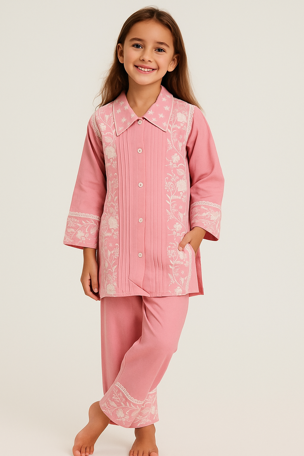 Cotton Embroidery Cord Set 1233 Pink