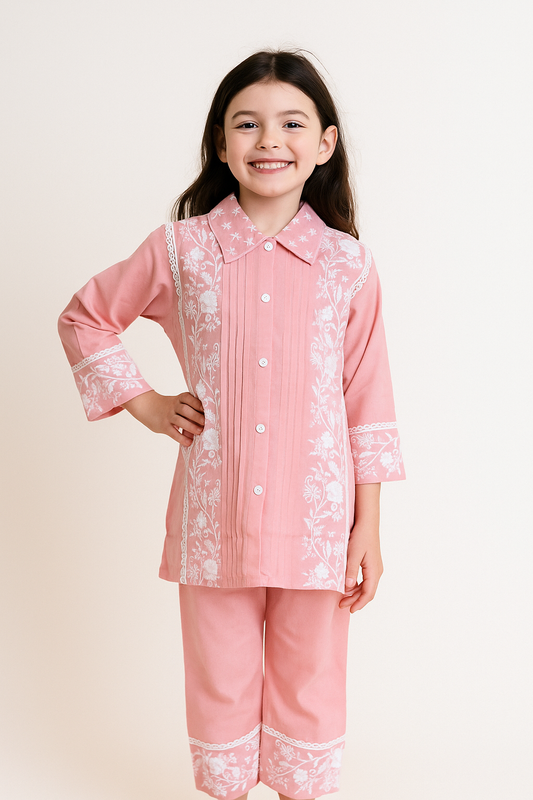 Cotton Embroidery Cord Set 1233 Pink