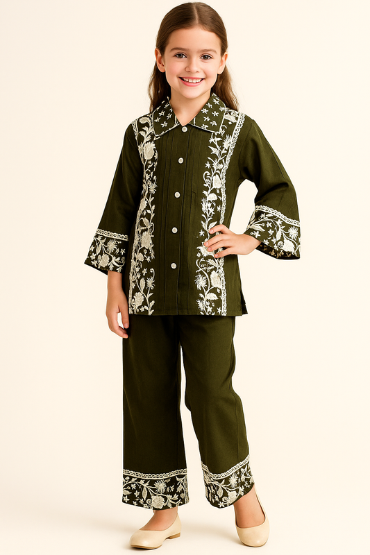 Cotton Embroidery Cord Set 1235 Bottle Green