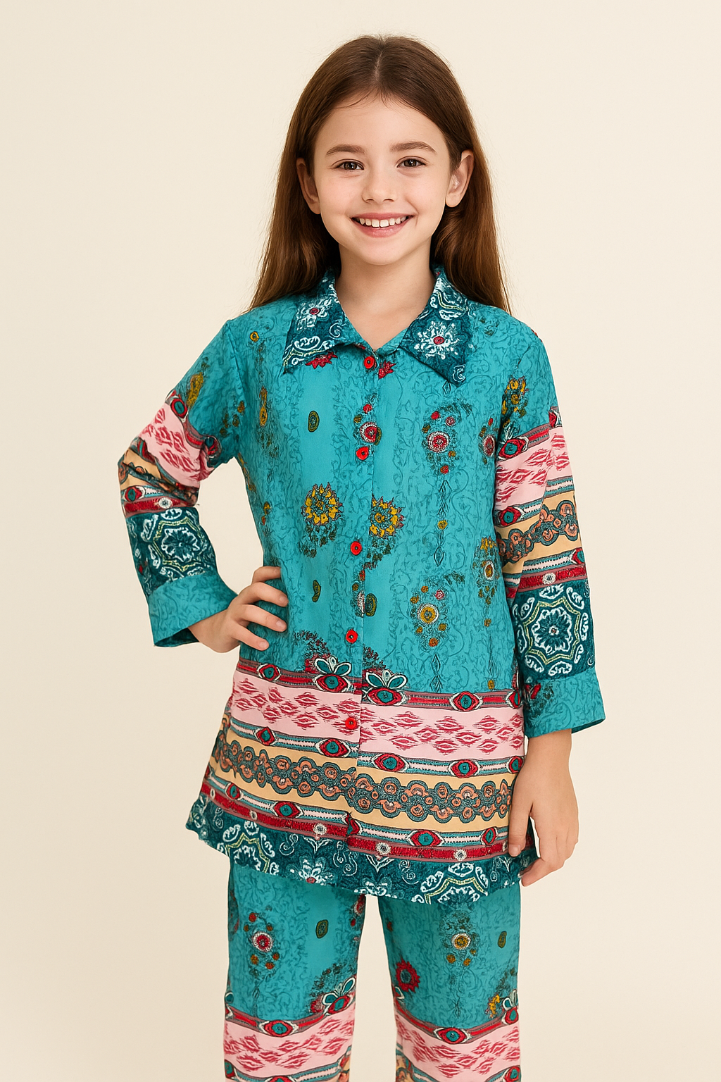 Cotton Printed Cord Set 1240 Sky Blue