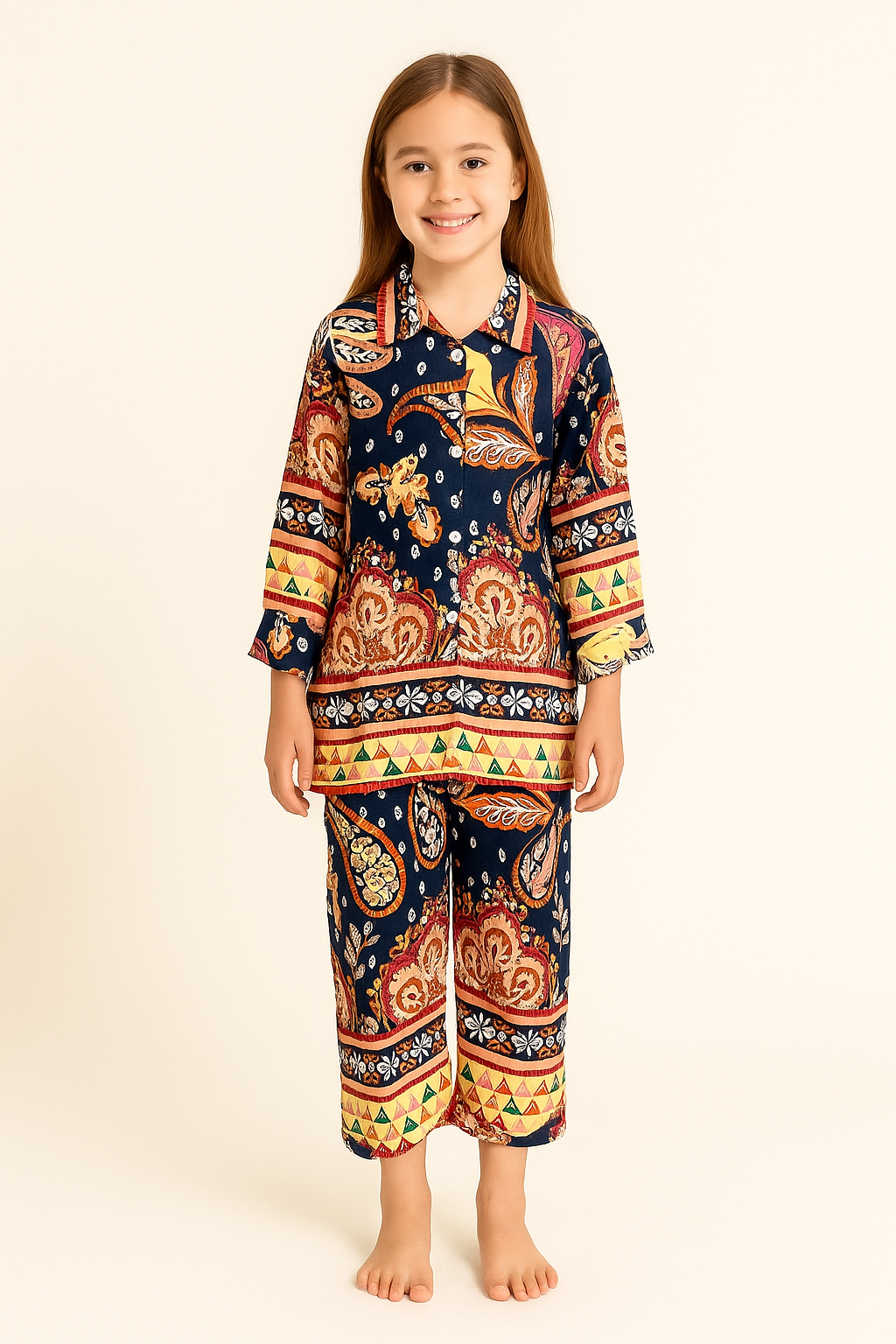 Cotton Printed Cord Set 1242 Navy Blue