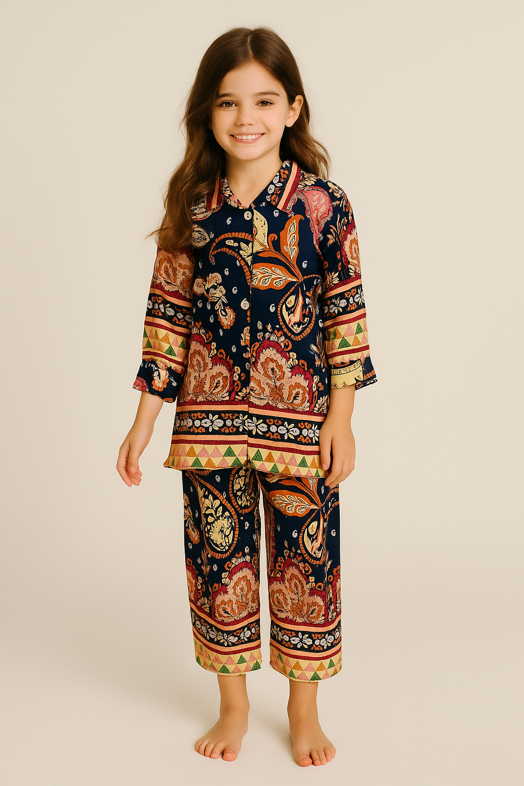 Cotton Printed Cord Set 1242 Navy Blue