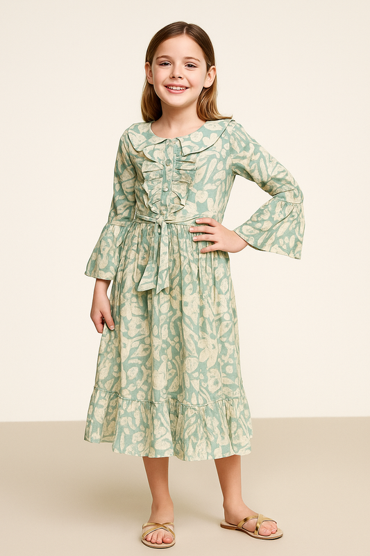 Cotton Printed Frock 1102 Green