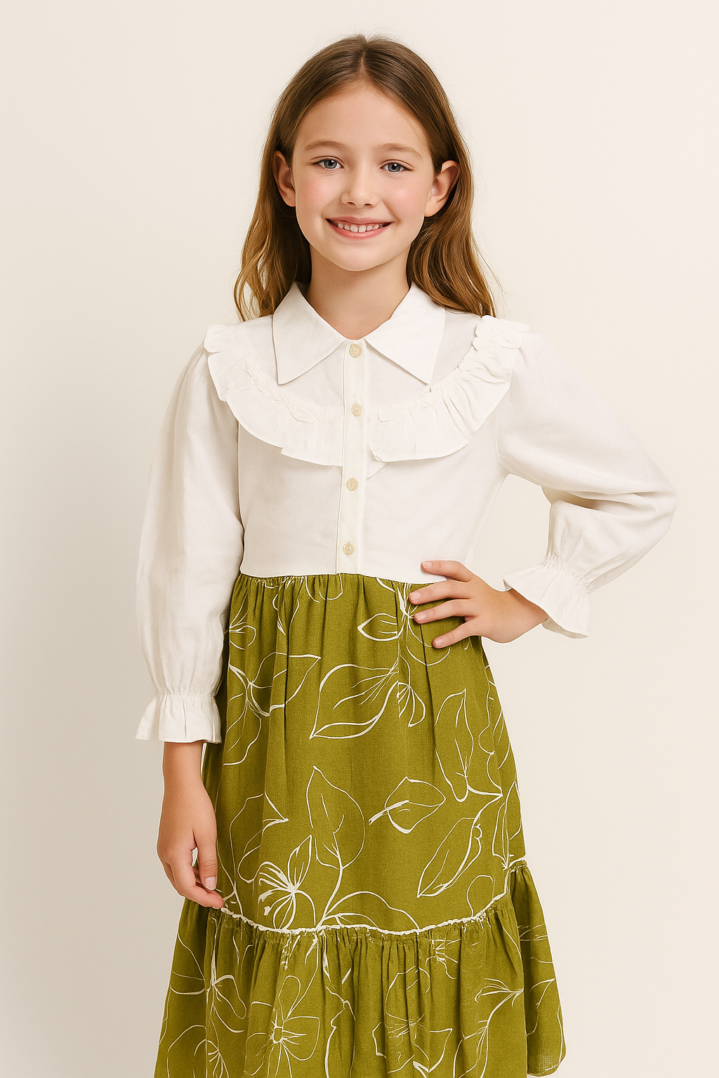 Cotton Printed Frock 1104 Green