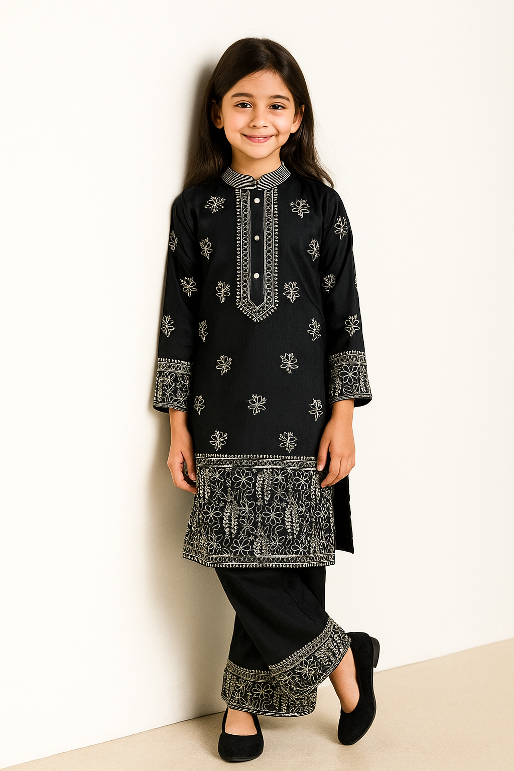 Georgette Embroidery Kurti Set 5261 Black
