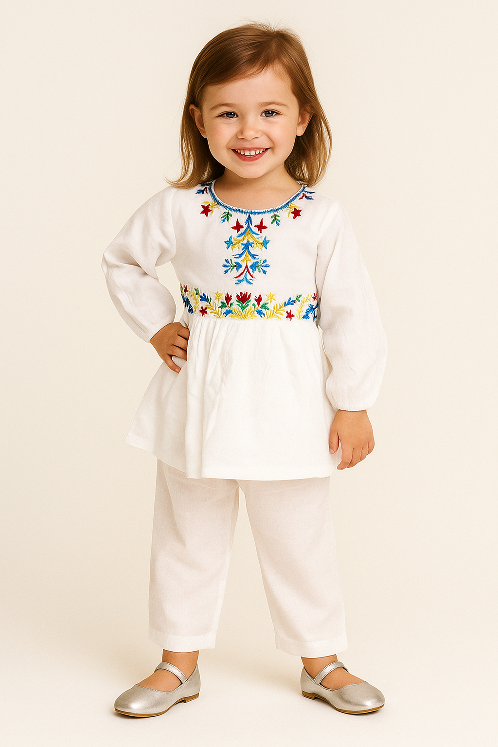 Cotton Embroidery Cord Set 1027 White