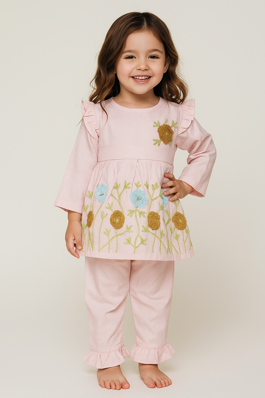 Cotton embroidery Cord Set 1032 Pink