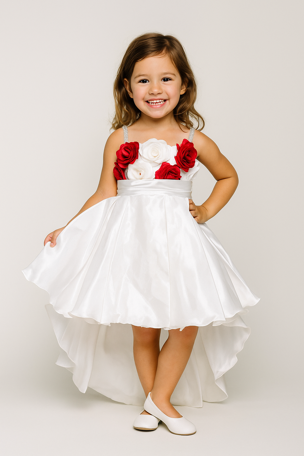 Satin Tail Cut Frock 1008 White