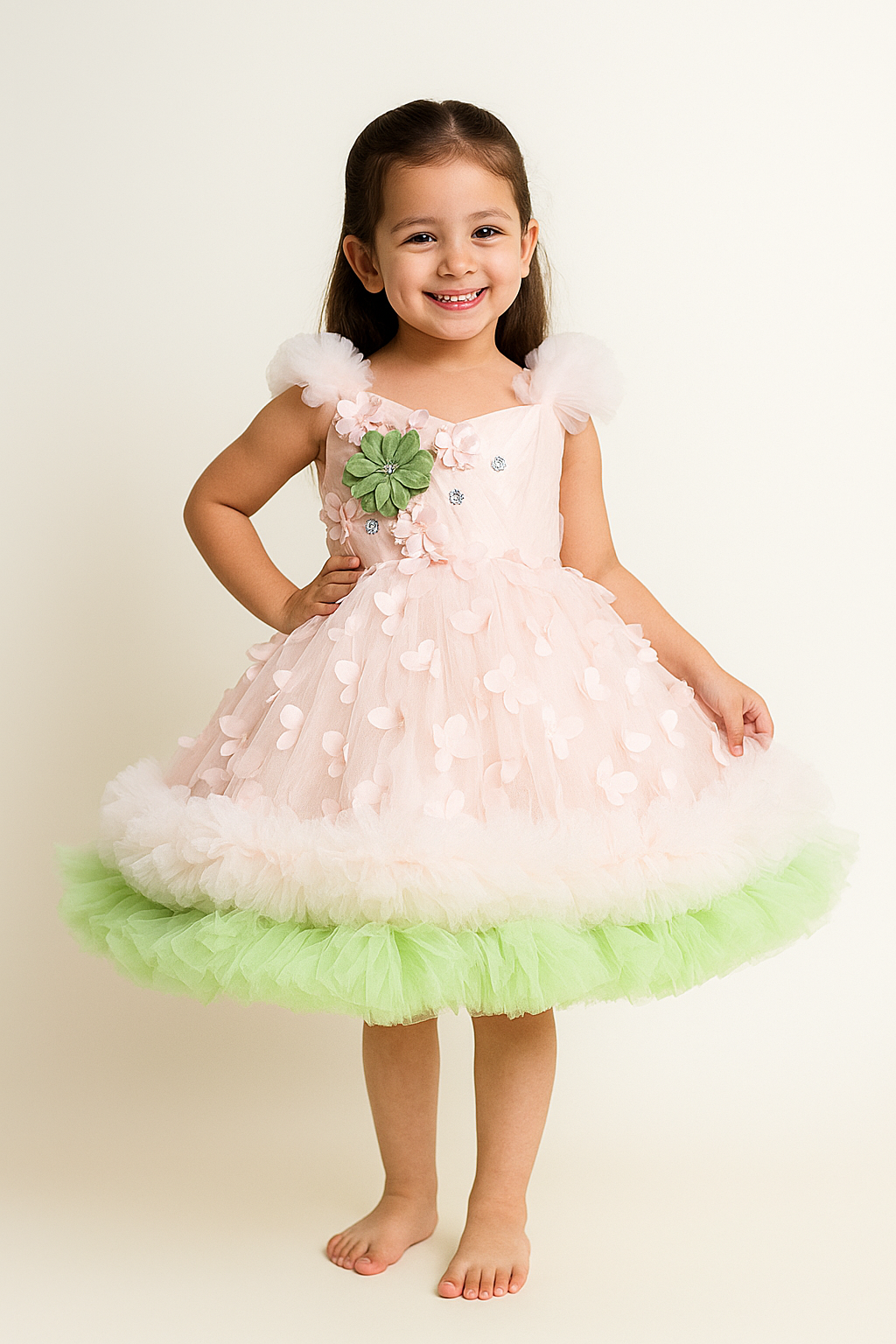 Net Flared Frock 1011 Pink