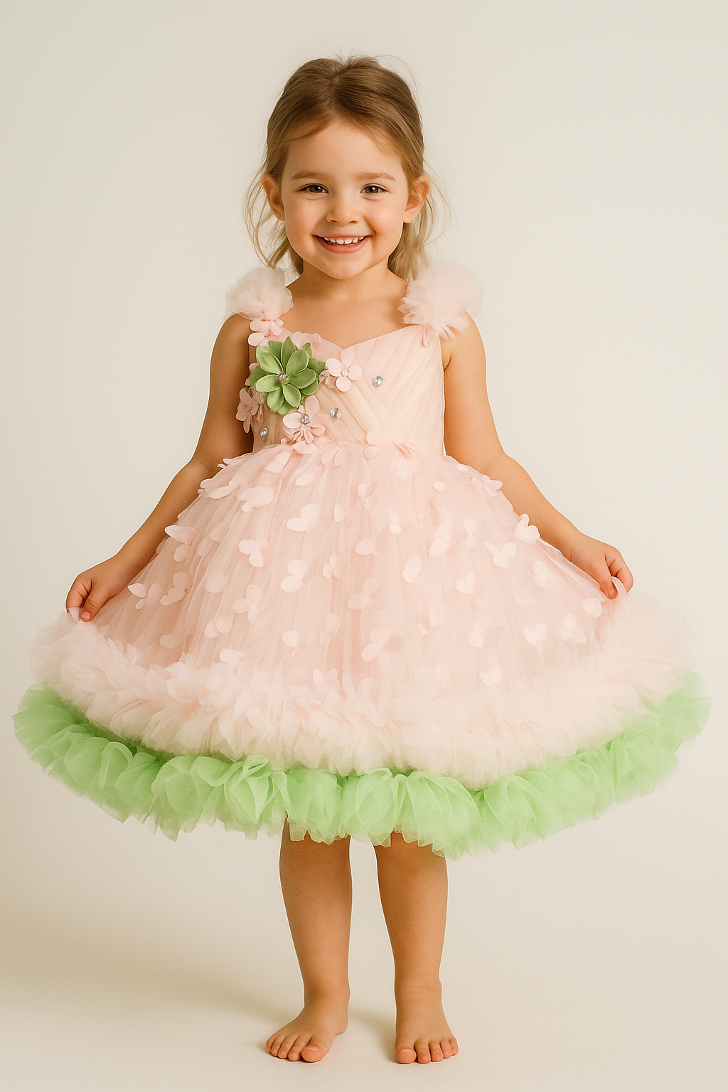 Net Flared Frock 1011 Pink