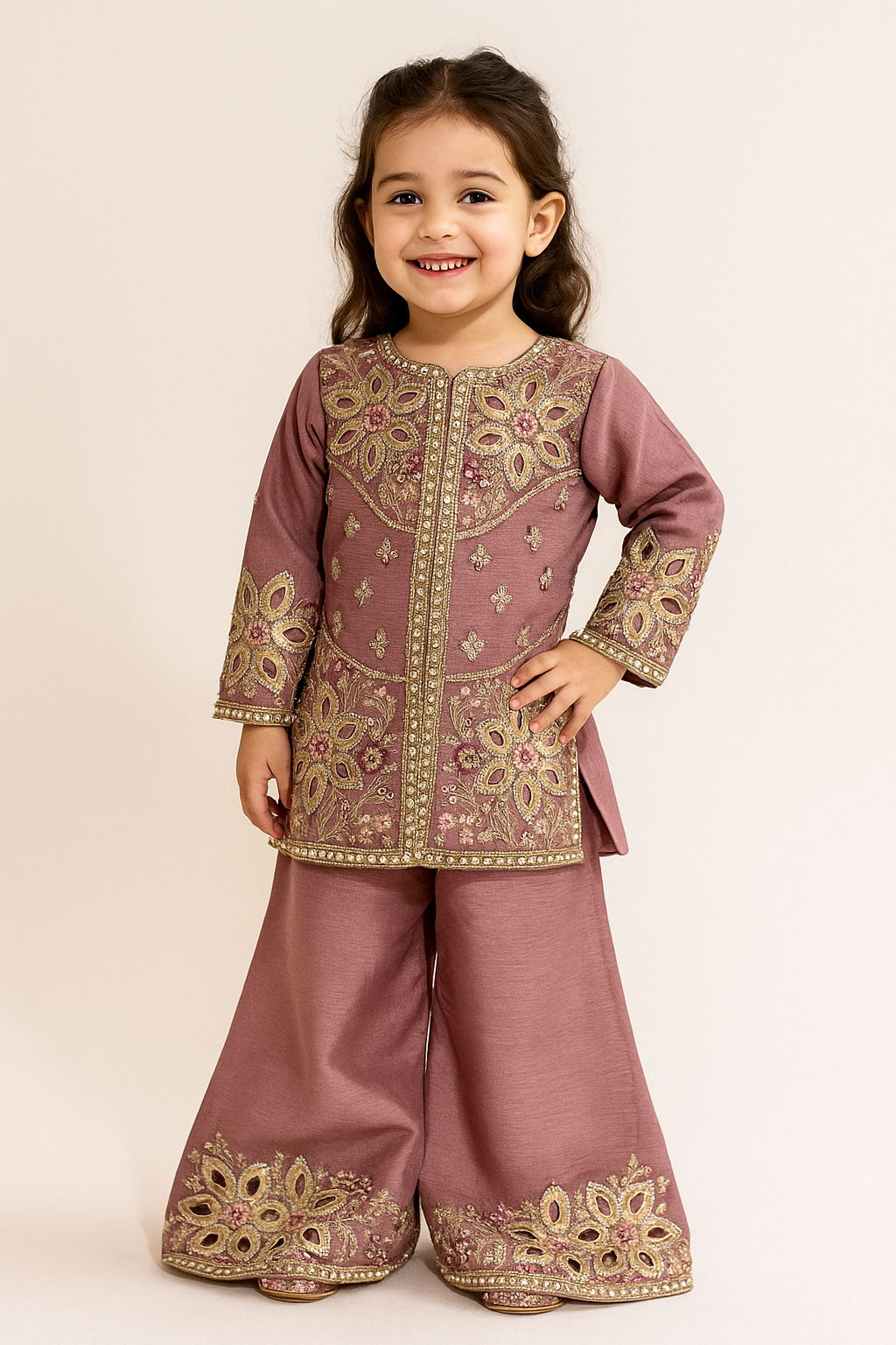 Georgette Hand Work Plazo Set 5279 Pink