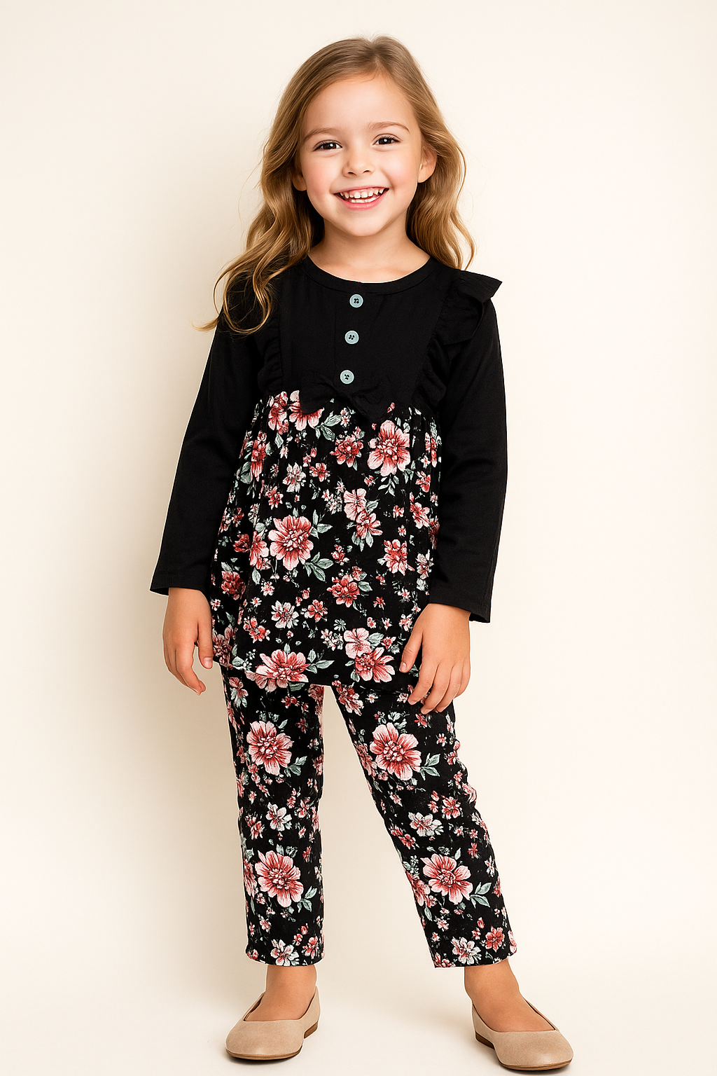 Cotton Printed Cord Set 1034 Black