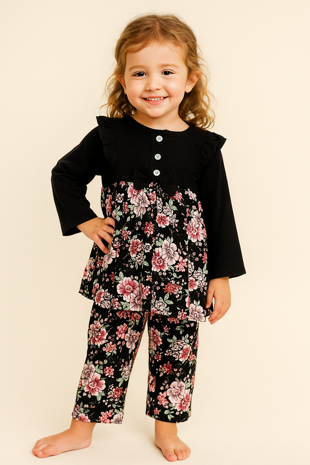 Cotton Printed Cord Set 1034 Black