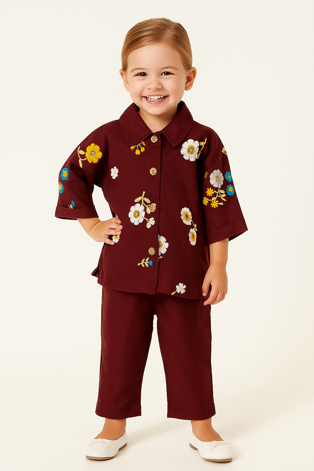 Cotton Embroidery Cord Set 1035 Maroon