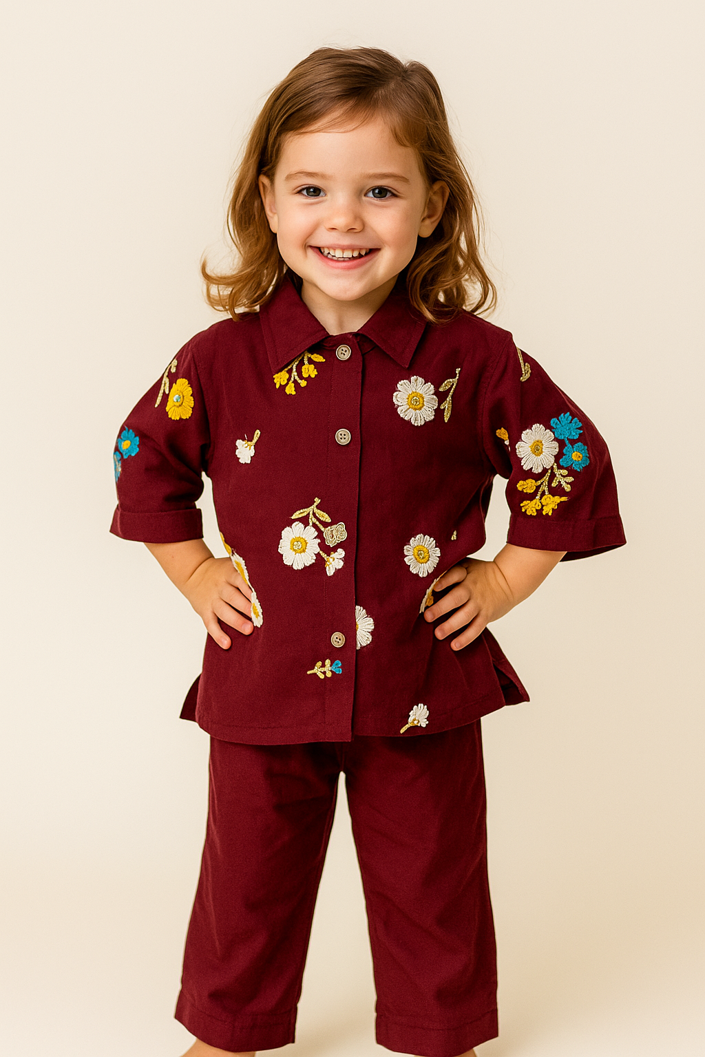 Cotton Embroidery Cord Set 1035 Maroon
