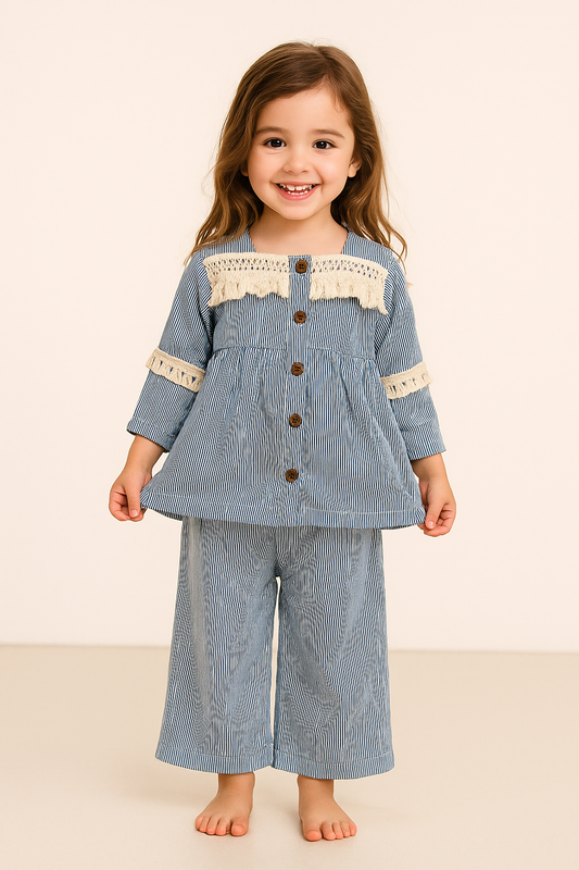 Cotton Embroidery Cord Set 1046 Blue