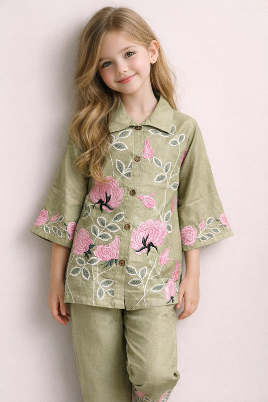 Cotton Embroidery Cord Set 1418 Green