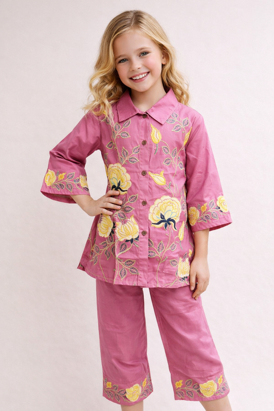 Cotton Embroidery Cord Set 1417 Pink