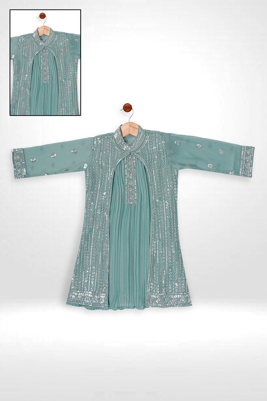 Noor-E-Haya Plazo Set -MG 5279 Rama Green