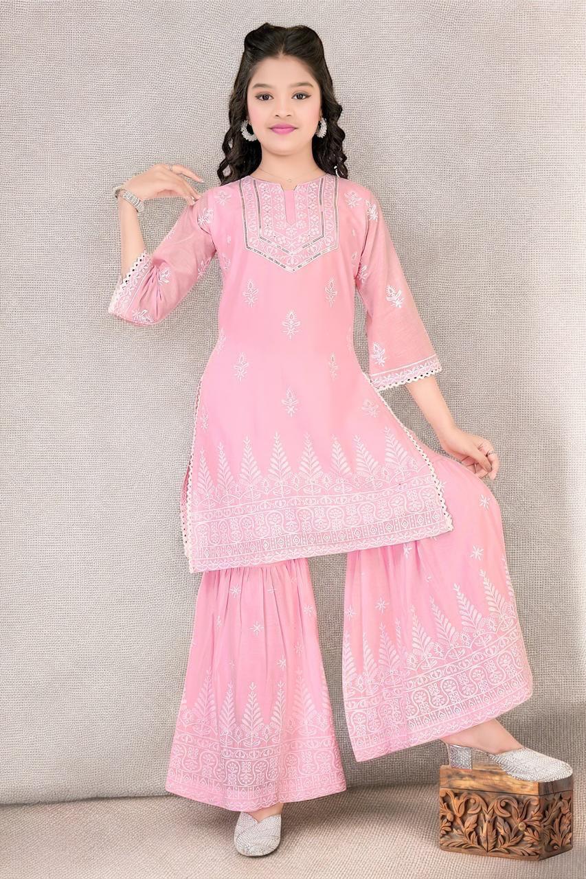 Pink Embroidery Plazo Set -sr-4531