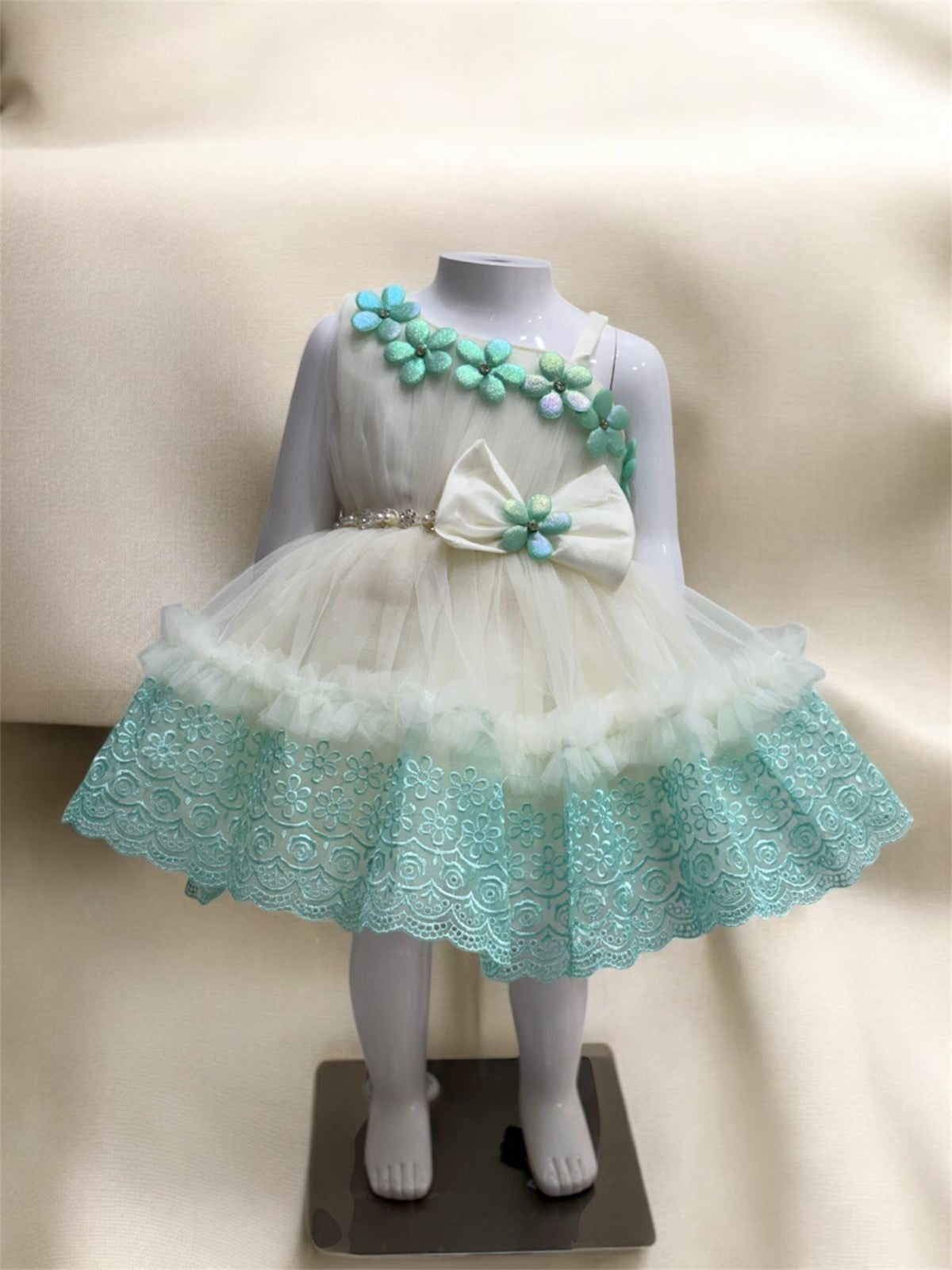 Aqua Petal Charm Frock = ss= 1004 Green