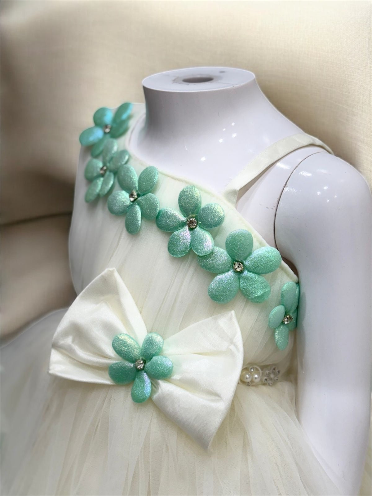 Aqua Petal Charm Frock = ss= 1004 Green