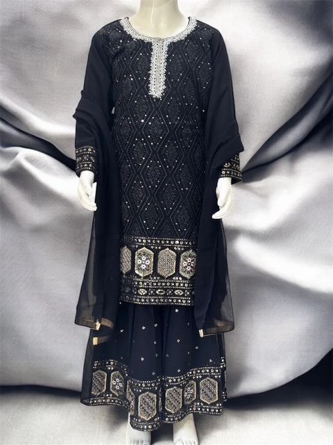 Soft bloom Gharara Set = qs = 1344 Black
