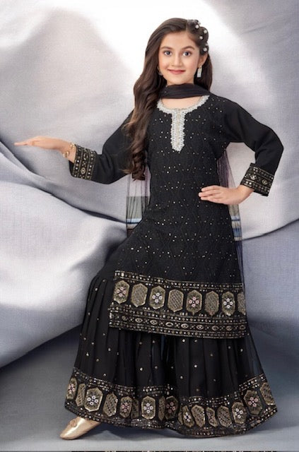 Soft bloom Gharara Set = qs = 1344 Black