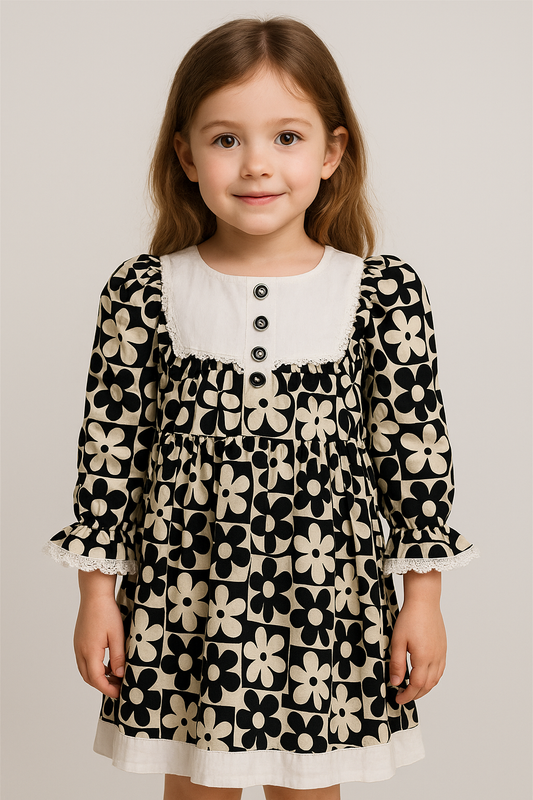 Cotton Printed Frock 1020 Black