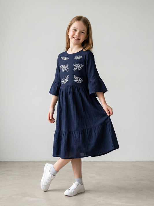 Cotton Embroidery frock 1167 Blue