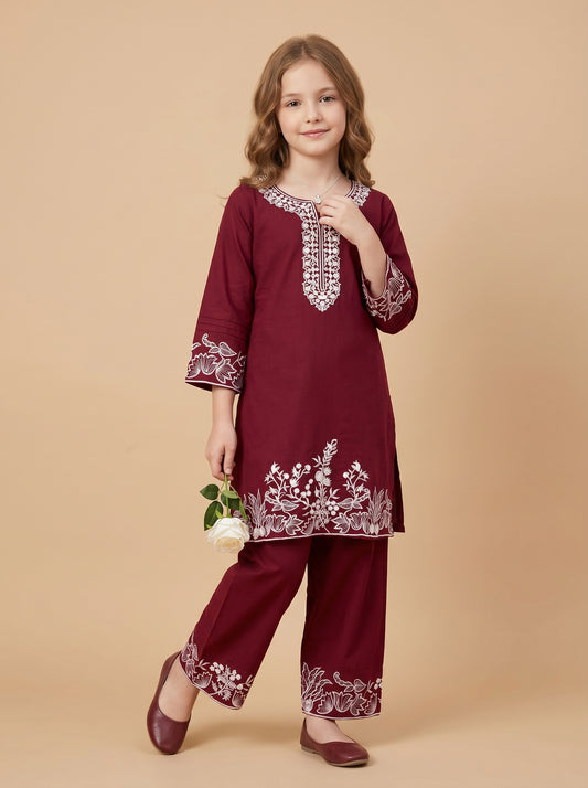 Cotton Embroidery Farshi Set 1579 Red