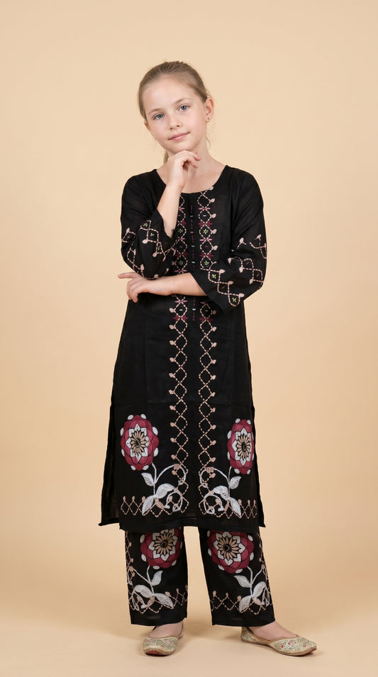 Cotton Printed Kurti Set 1592 Black