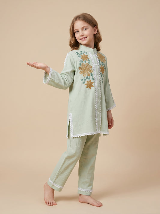 Cotton Embroidery Cord Set 1594 Green