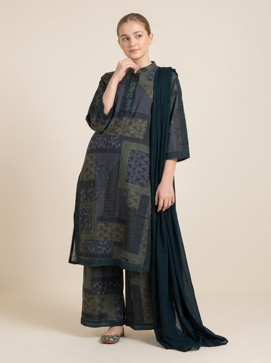 Cotton Printed kurti Set 1623 Blue