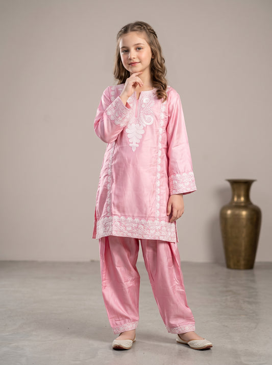 Cotton Embroidery Farshi Pant Set 1642 Pink