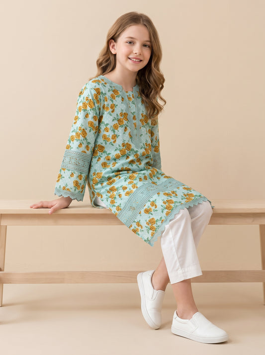 Cotton Printed Kurti Set 1646 Green