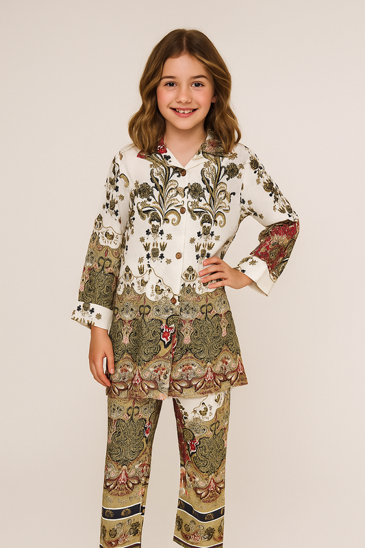 Cotton Printed Cord Set 1034 white