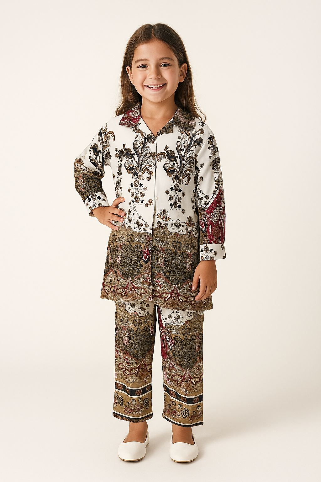 Cotton Printed Cord Set 1034 white