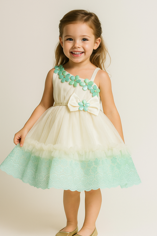 Aqua Petal Charm Frock = ss= 1004 Green